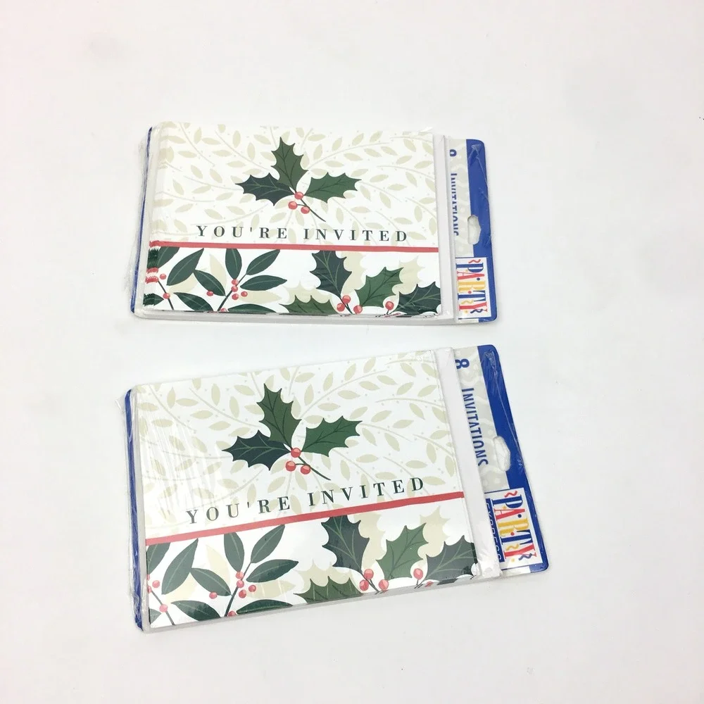 2 Packs of 8ct Christmas Holiday Party‎ Event You're Invited Invitation Sealed